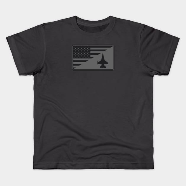 F-16 Viper US Flag (subdued) Kids T-Shirt by TCP